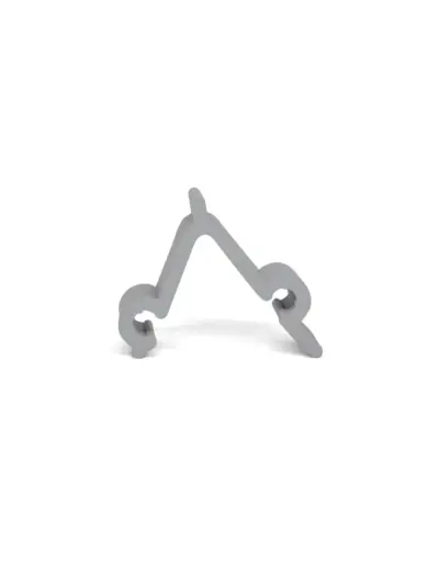 Forme abstraite grise sur fond blanc.