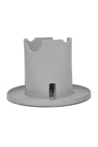 Support rond en plastique gris.